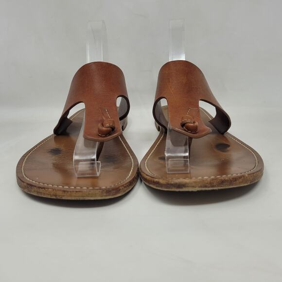 CELINE Lerins Sandals IT41 US11 Brown Leather Thong Knot Flats Slides Slip On - Picture 4 of 13